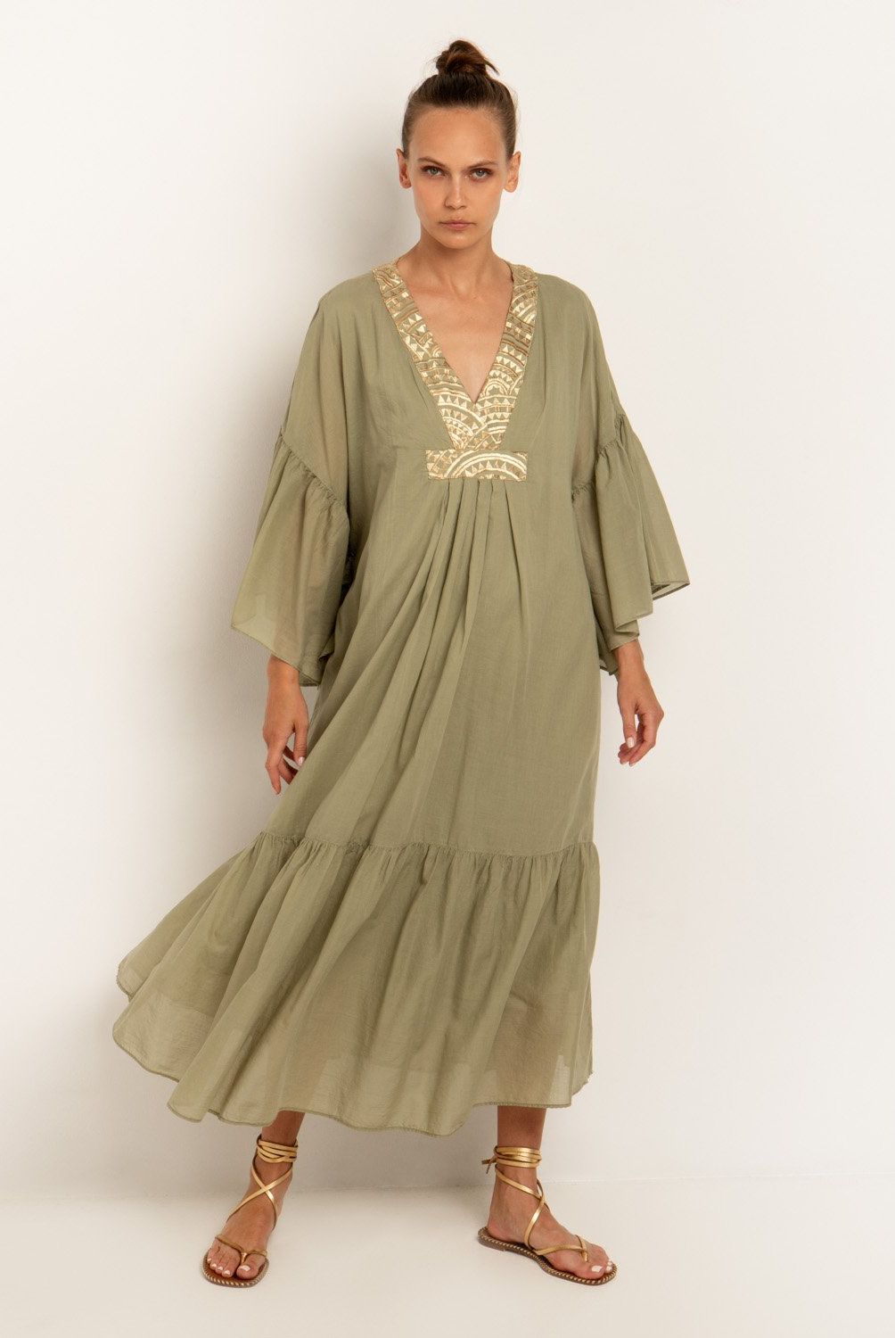 GREEK ARCHAIC KORI - Vestido Largo Manga 3/4 Escote V Mujer Greek Archaic Kori