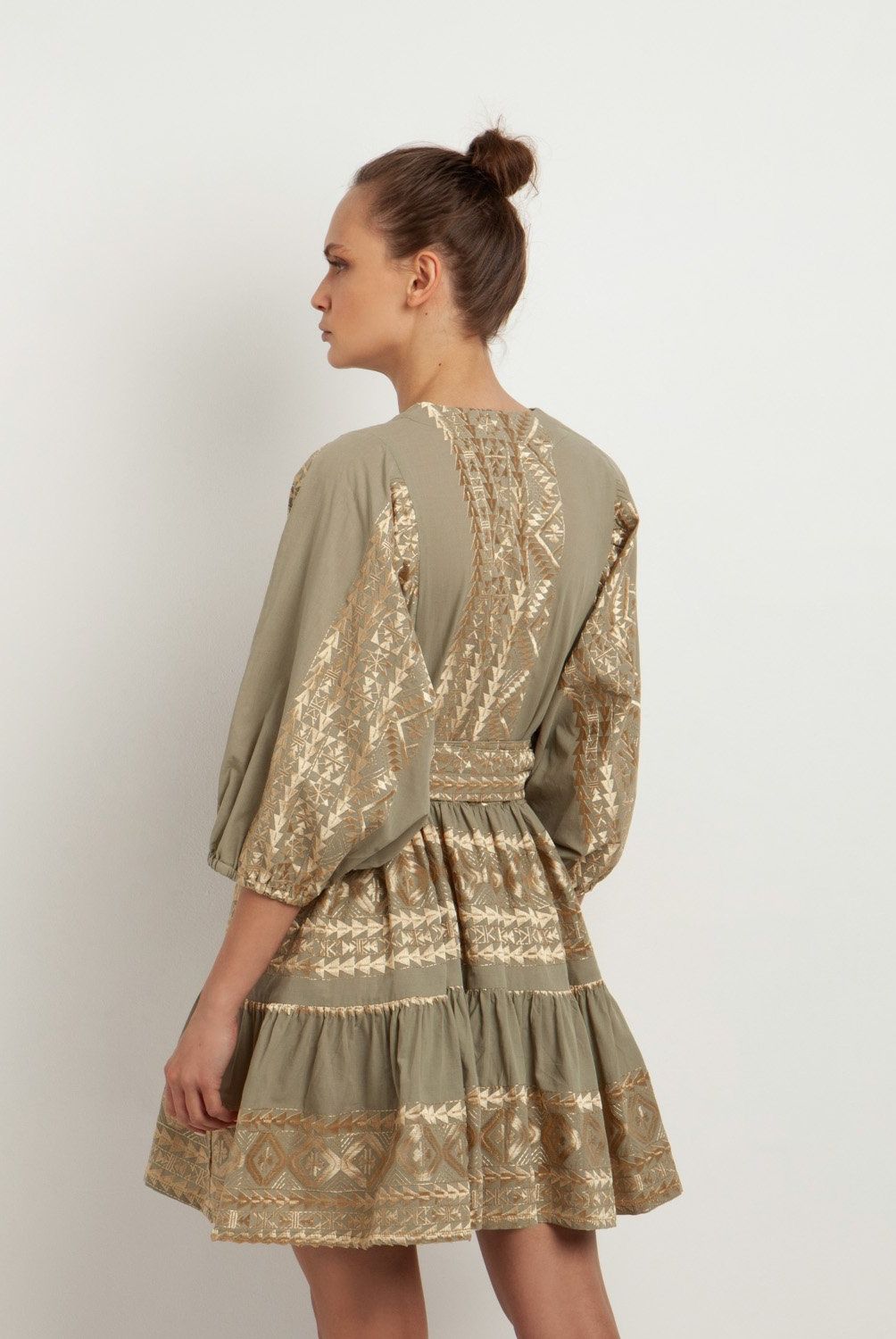 GREEK ARCHAIC KORI - Vestido Corto M 3/4 Lazo Mujer Greek Archaic Kori