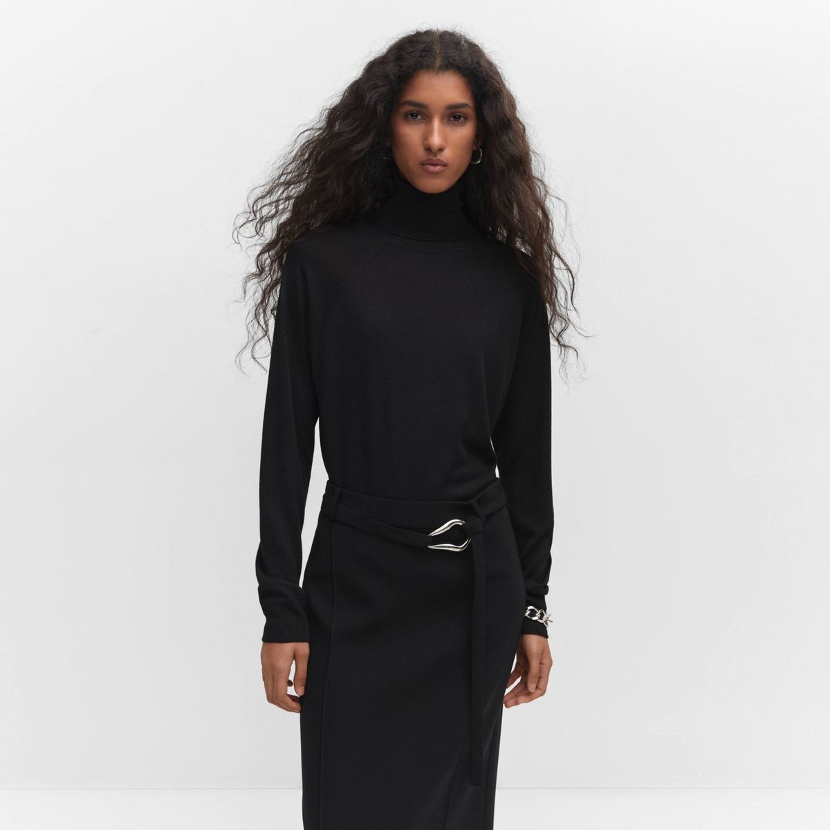 MANGO - Sweater Punto Fino Cuello Vuelto Mujer Mango