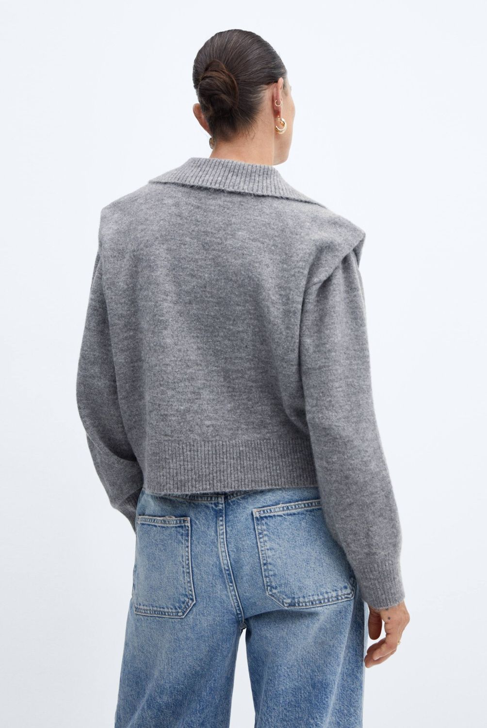 MANGO - Sweater Hombreras Cuello Polo Mujer Mango
