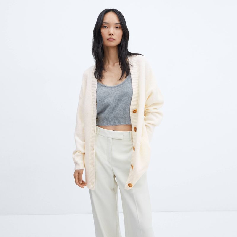 MANGO - Cárdigan Botones Oversize Mujer Mango