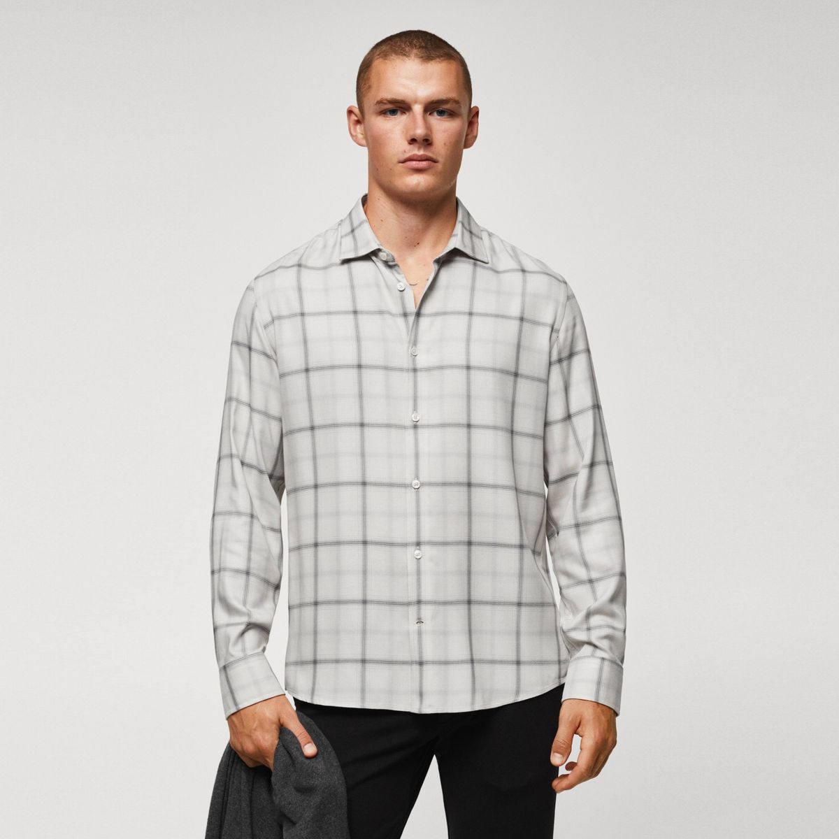 MANGO MAN - Camisa Regular Fit Cuadro Ventana Hombre Mango Man