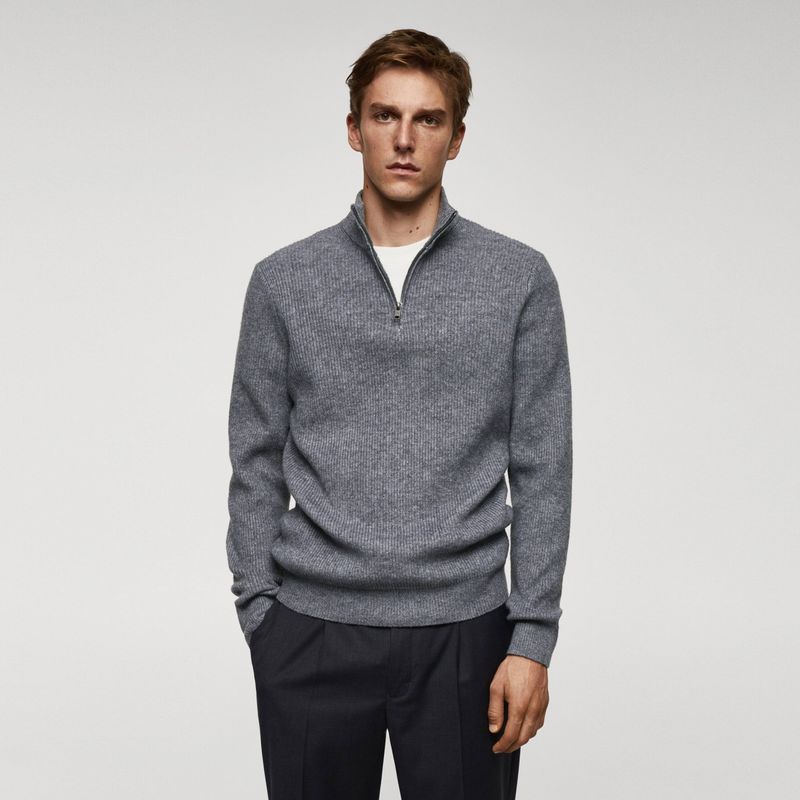 MANGO MAN - Sweater Canalé Cremallera Hombre Mango Man