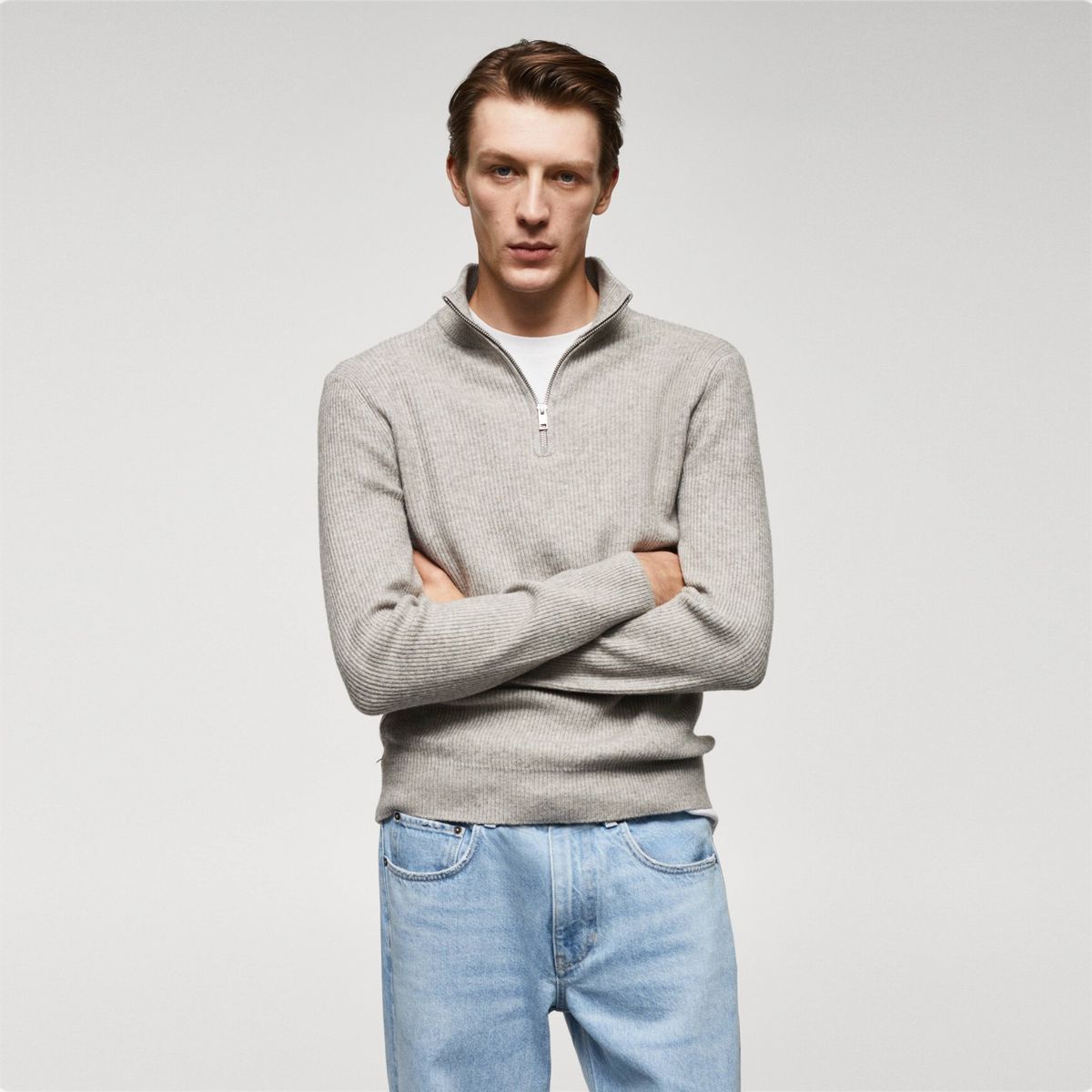MANGO MAN - Sweater Canalé Cremallera Hombre Mango Man