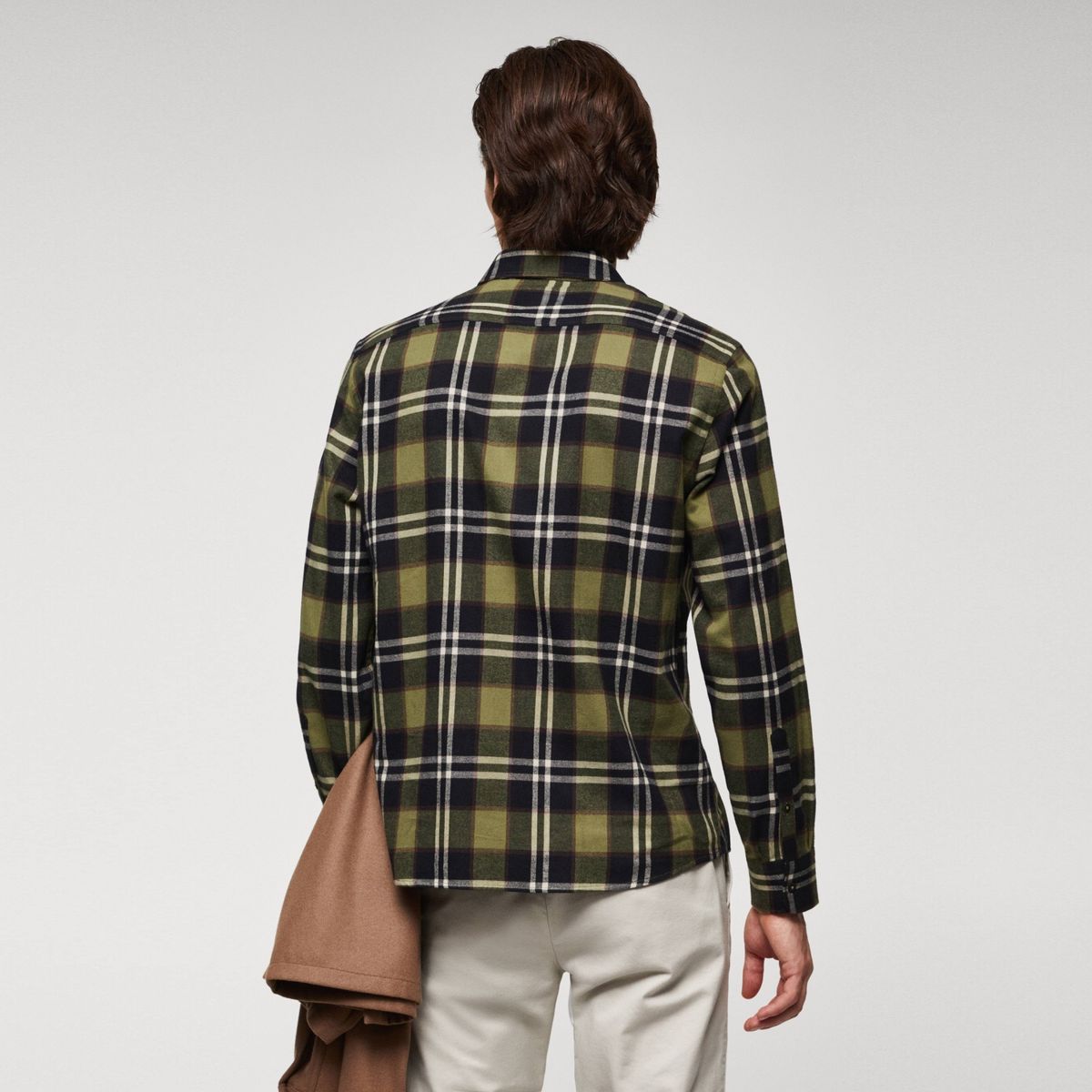 MANGO MAN - Camisa Regular Fit Franela Cuadros Hombre Mango Man