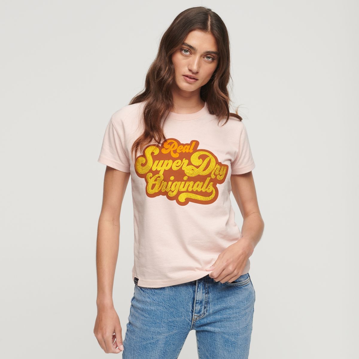 SUPERDRY - Polera Manga Corta Logo Algodón Mujer Superdry