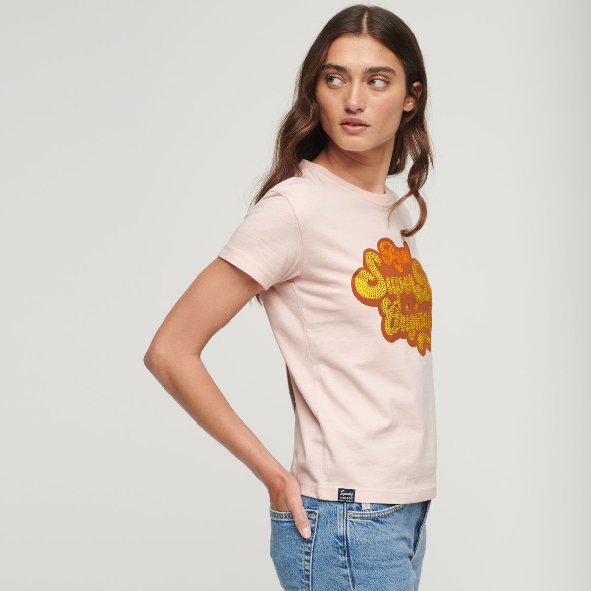 SUPERDRY - Polera Manga Corta Logo Algodón Mujer Superdry