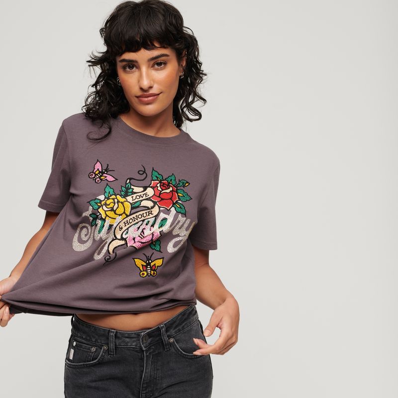 SUPERDRY - Polera Manga Corta Algodón Mujer Superdry
