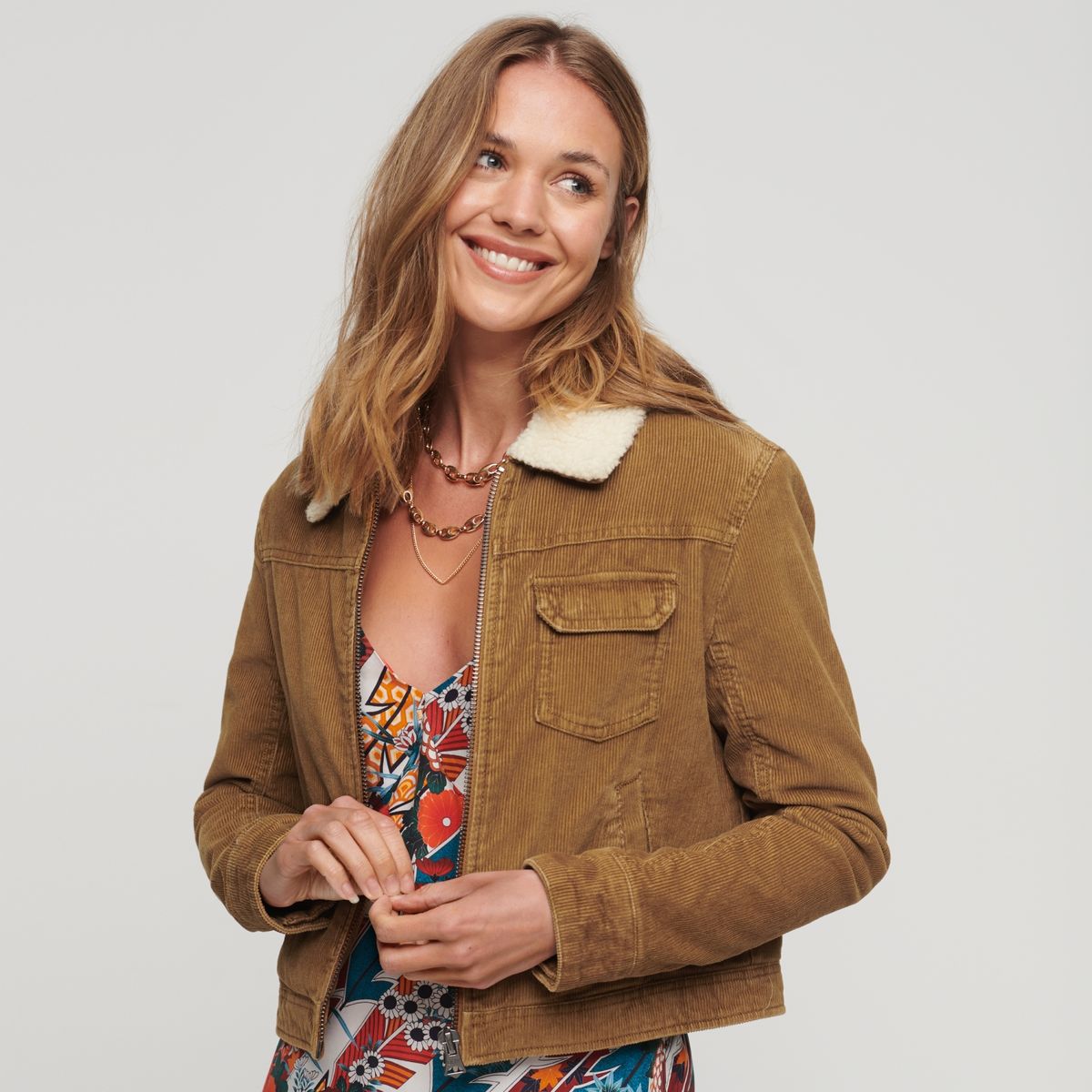 SUPERDRY - Chaqueta Cotelé Crop Algodón Mujer Superdry