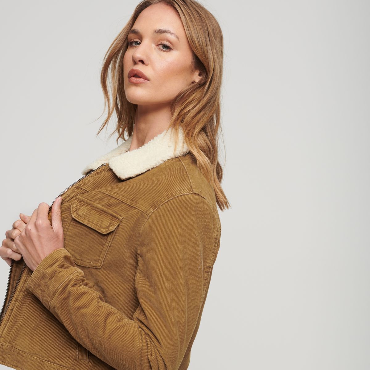 SUPERDRY - Chaqueta Cotelé Crop Algodón Mujer Superdry