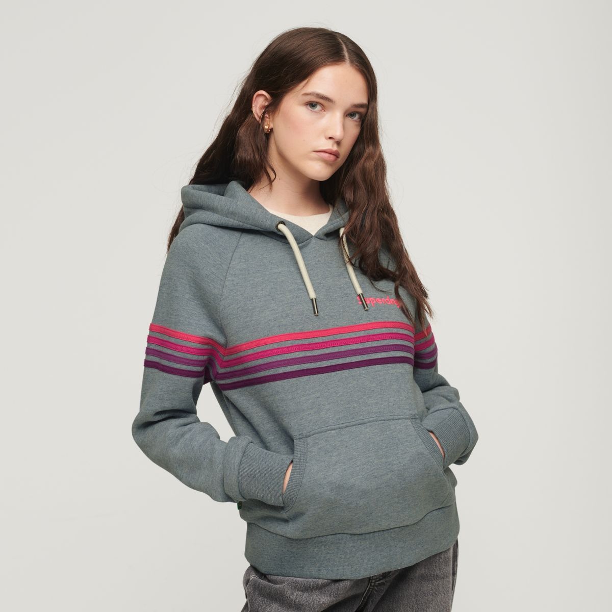 SUPERDRY - Polerón Logo con Capucha Algodón Mujer Superdry