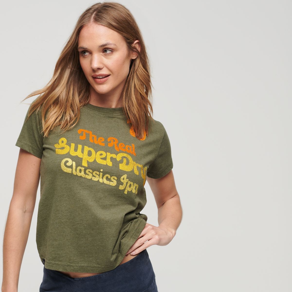 SUPERDRY - Polera Manga Corta Logo Algodón Mujer Superdry