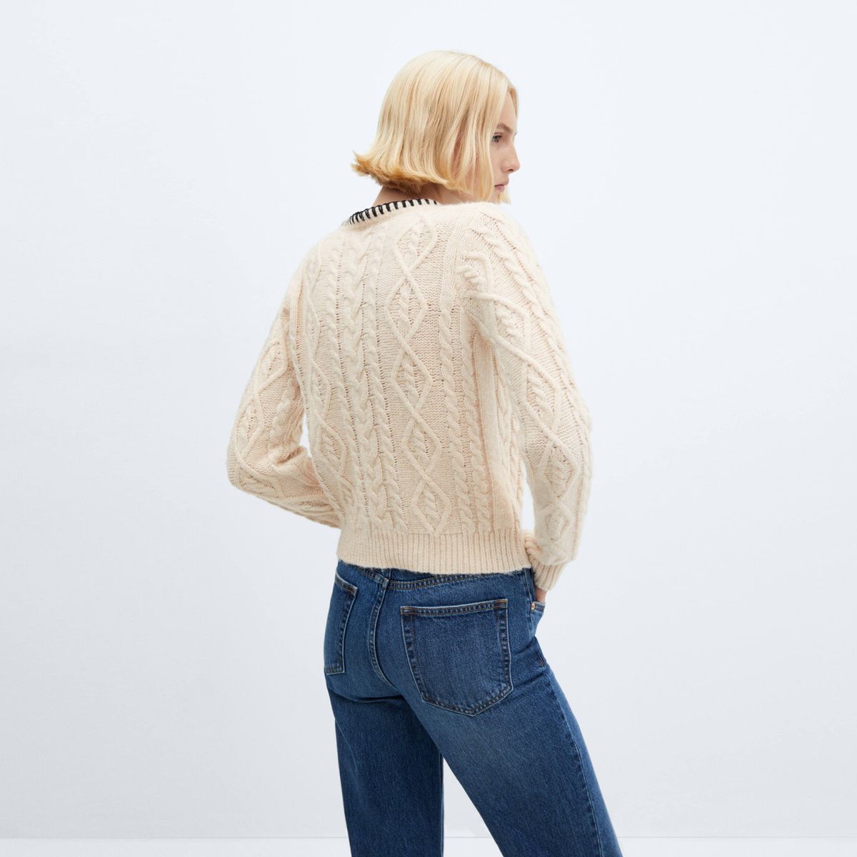 MANGO - Sweater Ochos Costuras Decorativas Mujer Mango