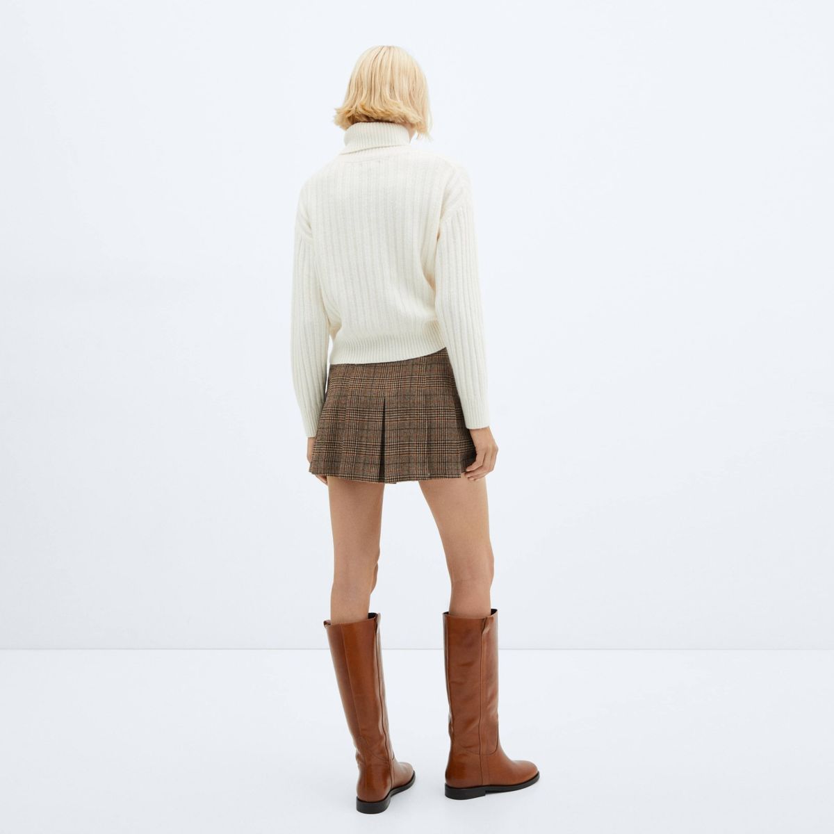 MANGO - Falda Tablas Cuadro Escocés Mujer Mango