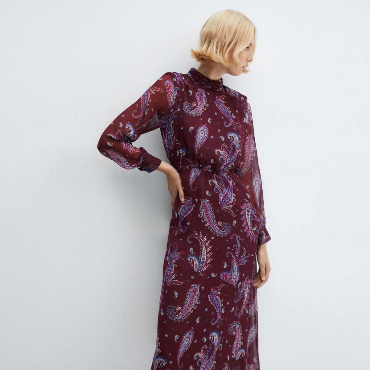 MANGO - Vestido Fluido Estampado Paisley Mujer Mango