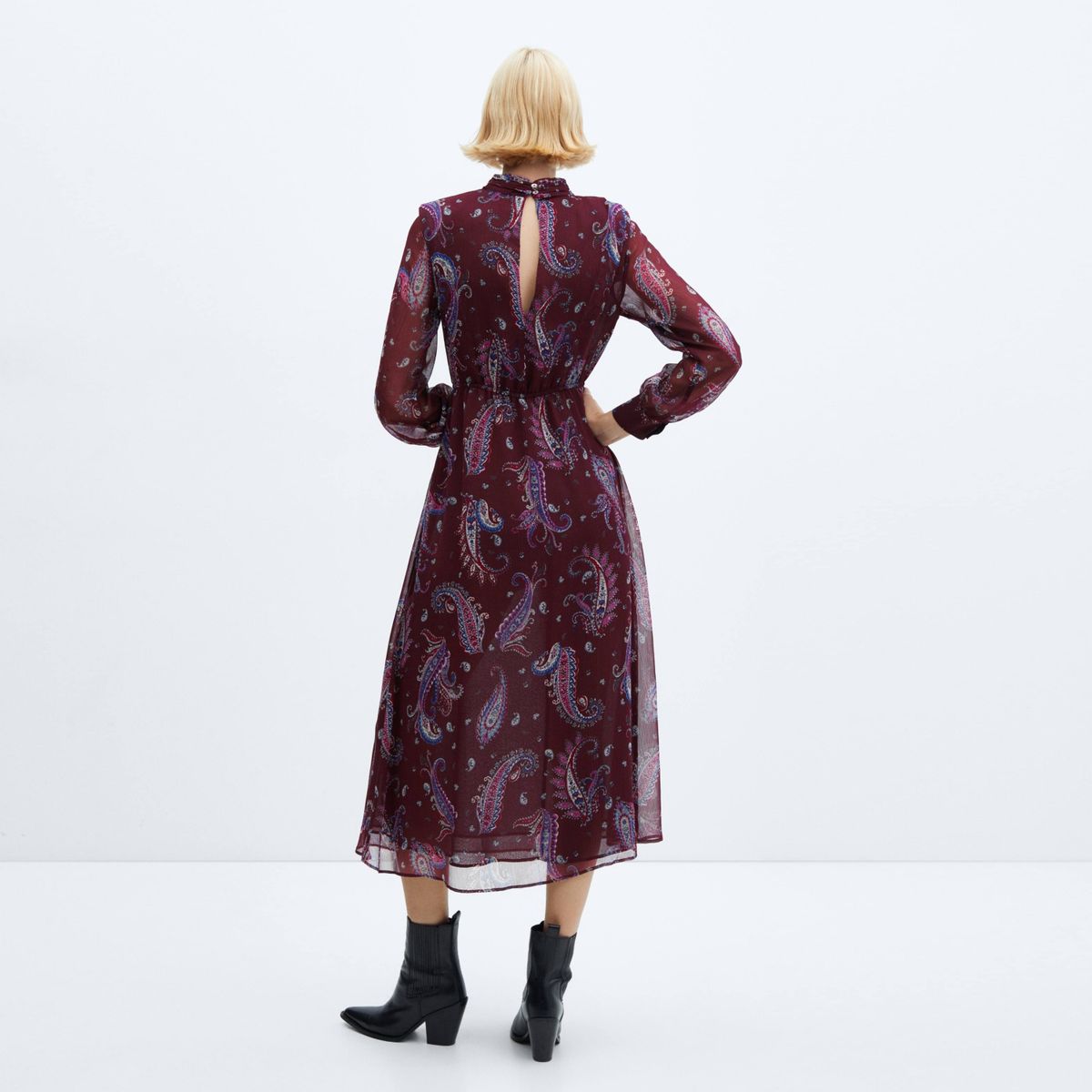 MANGO - Vestido Fluido Estampado Paisley Mujer Mango