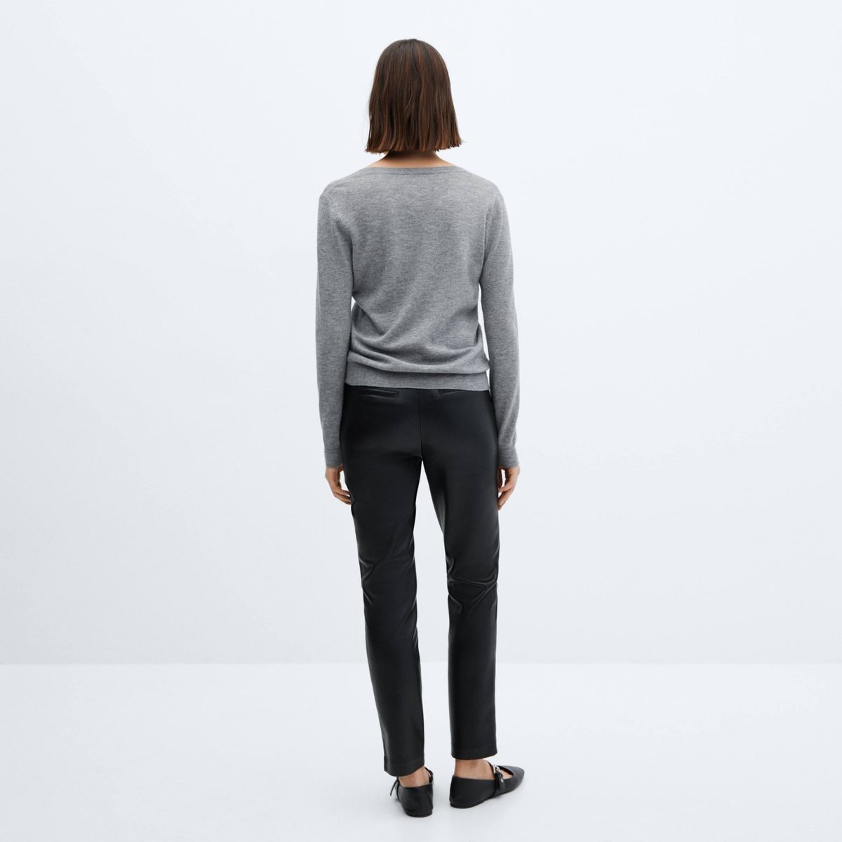 MANGO - Pantalón Cinturón Efecto Piel Mujer Mango