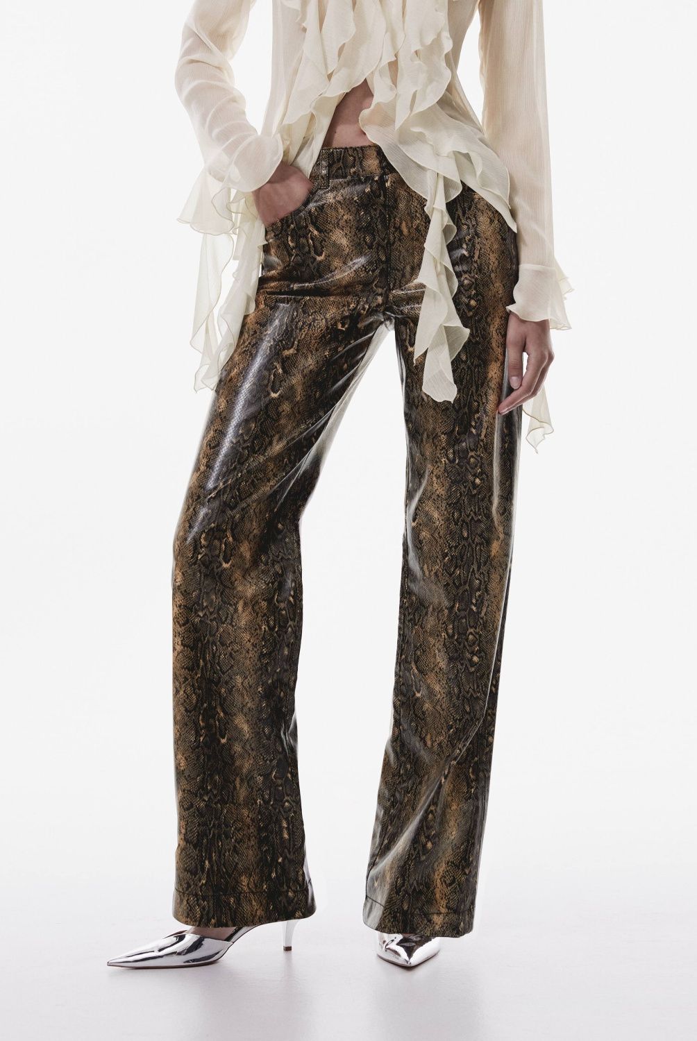 MANGO - Pantalón Estampado Serpiente Mujer Mango