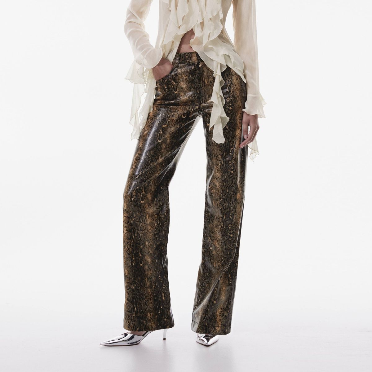 MANGO - Pantalón Estampado Serpiente Mujer Mango