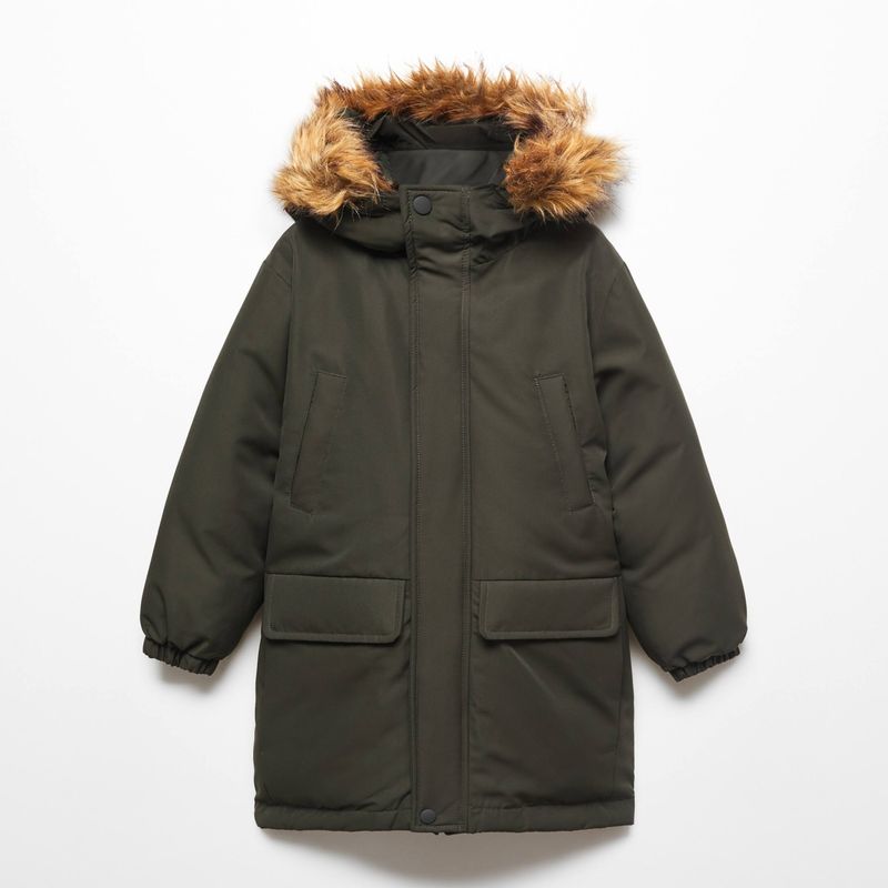 MANGO KIDS - Parka Largo Capucha Pelo Niño Mango Kids