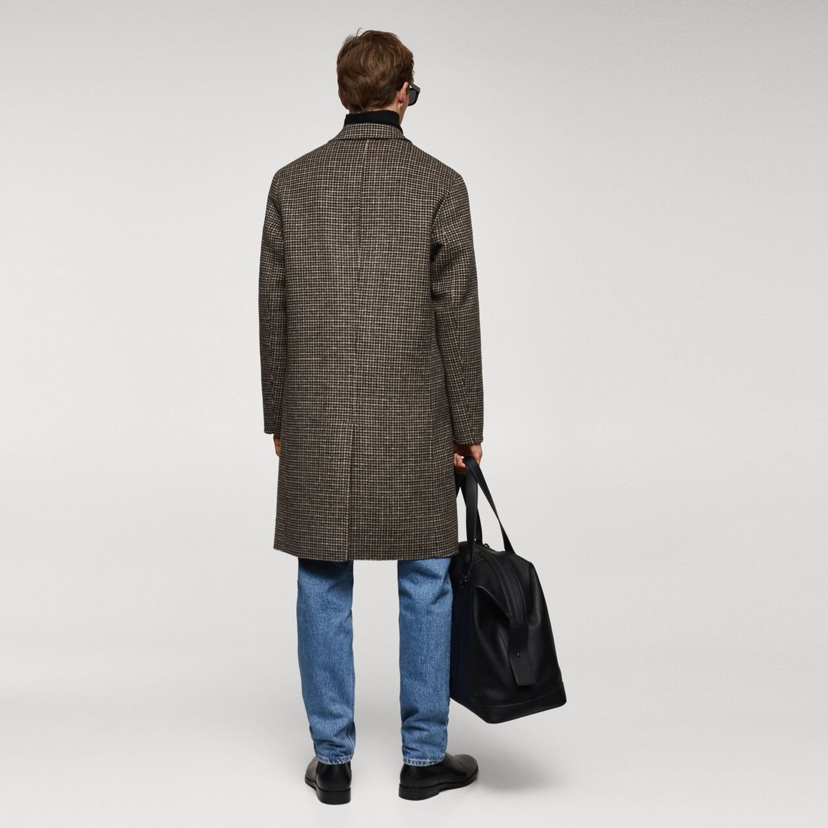 MANGO MAN - Abrigo Lana Micro Pata De Gallo Hombre Mango Man