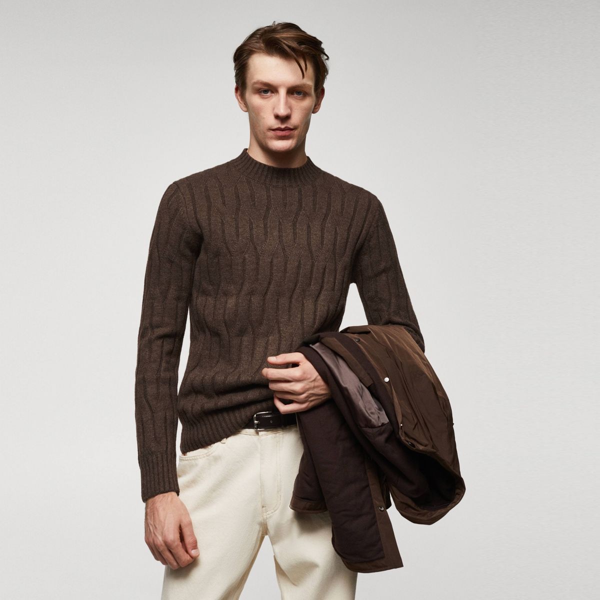 MANGO MAN - Sweater Mezcla Lana Trenzado Hombre Mango Man