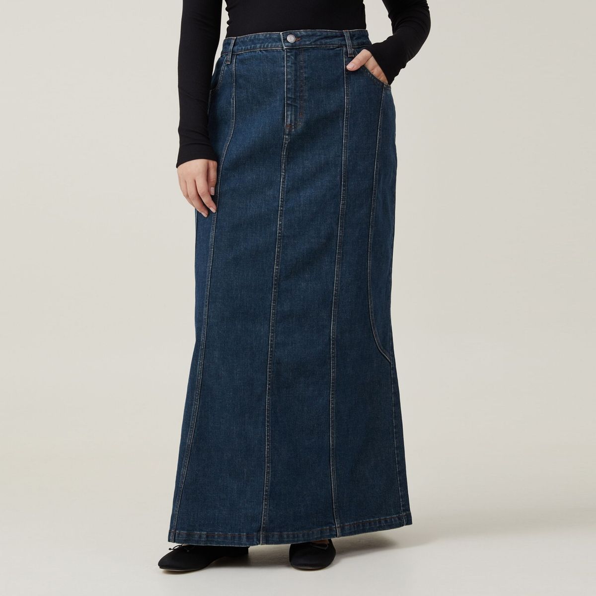 COTTON ON - Falda Denim Maxi Algodón Mujer Cotton On