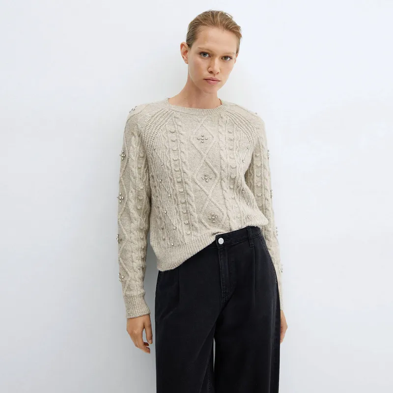 MANGO - Sweater Trenzado Brillantes Mujer Mango