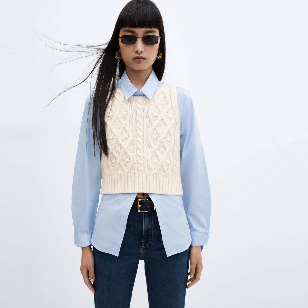 MANGO - Chaleco Punto Trenzado Mujer Mango