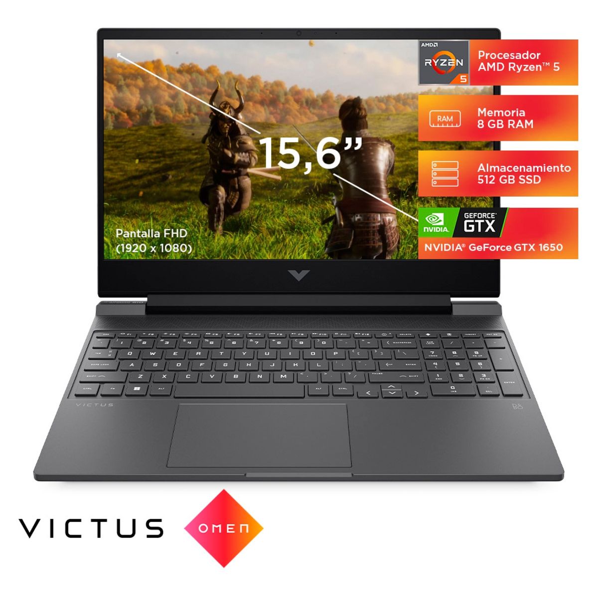 HP - Victus 15-FB0116LA AMD Ryzen5 5600H 8GB RAM 512GB SSD GTX1650 15,6" Full HD 144Hz HP