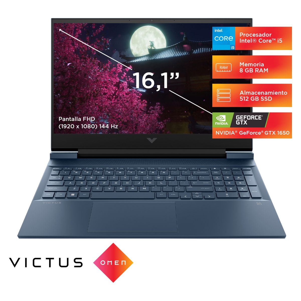 HP - Notebook Gamer Victus 16-D0539LA Intel Core i5 6 Núcleos 8GB RAM 512GB SSD GTX 1650 16,1" FHD 144Hz HP