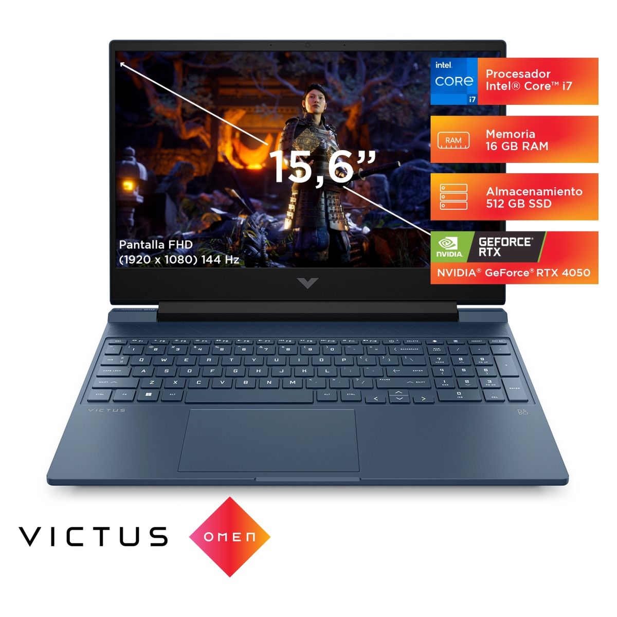HP - Victus 15-FA1002LA Intel Core i7 14 Núcleos 16GB RAM 512GB SSD RTX 4050 15,6" 144Hz HP