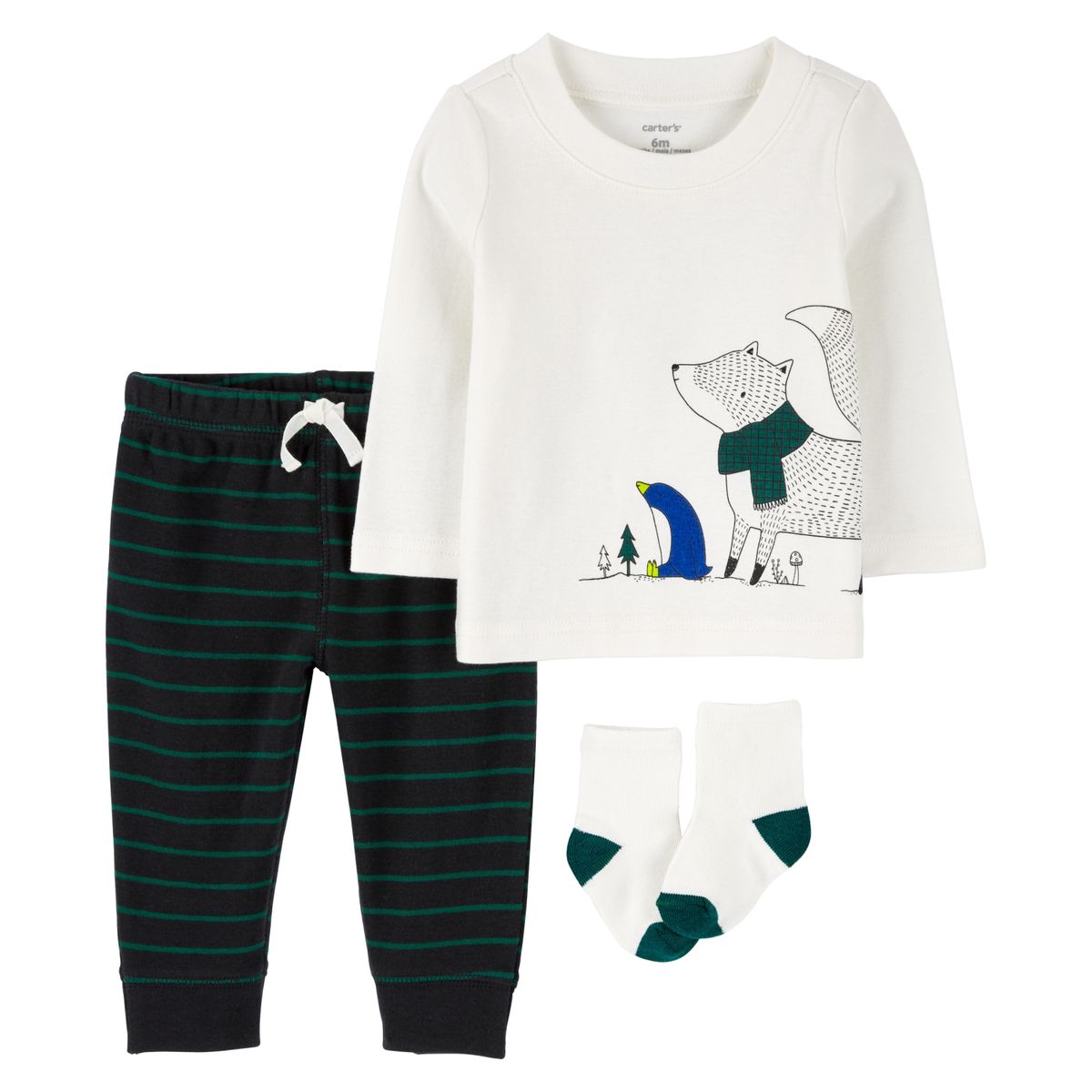 CARTER'S - Conjunto 3 Piezas Polera, Pantalón Y Calcetines Bebé Niño Carter's