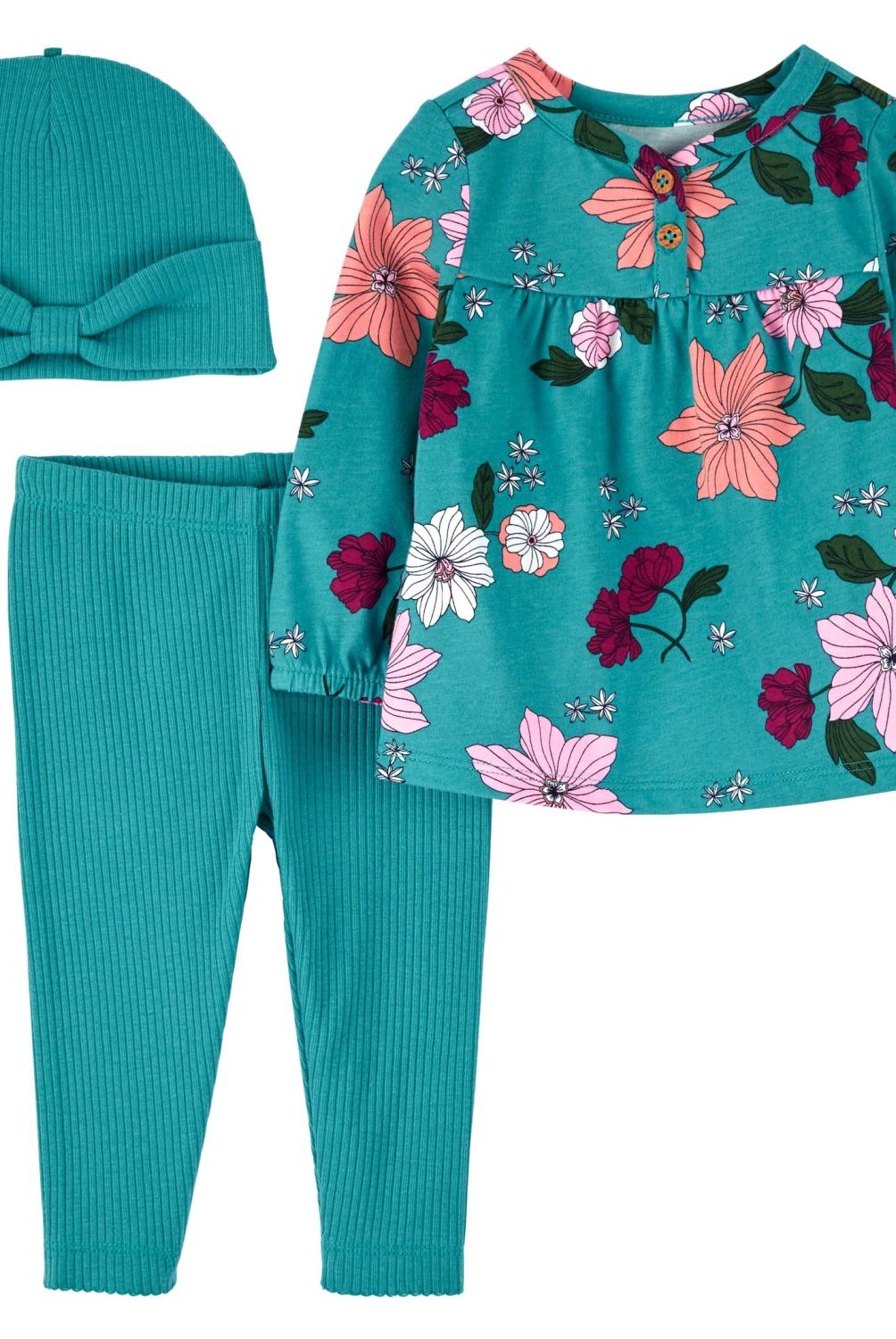 CARTER'S - Conjunto 3 Piezas Polera, Pantalón Y Gorro  Bebé Niña Carter's