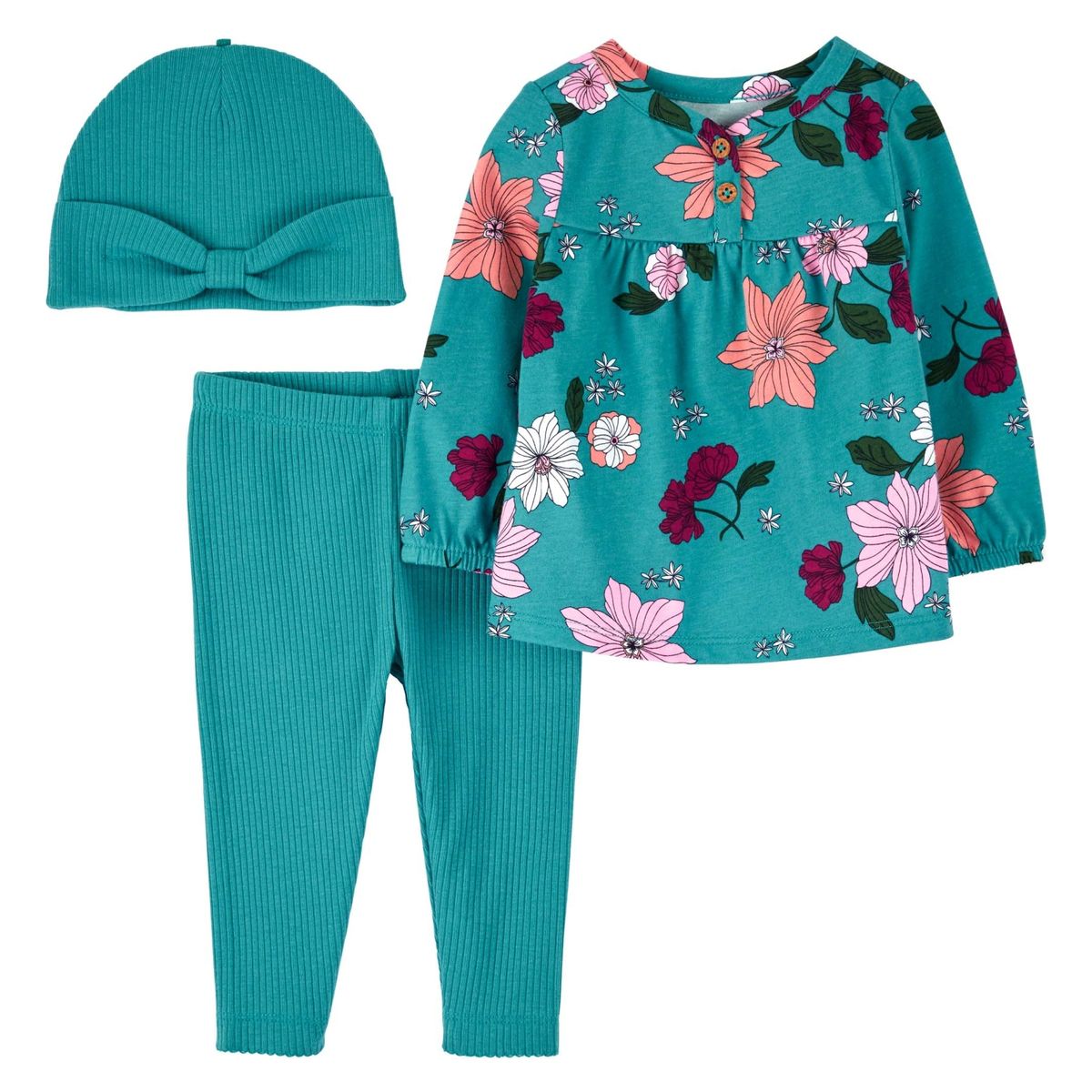 CARTER'S - Conjunto 3 Piezas Polera, Pantalón Y Gorro  Bebé Niña Carter's