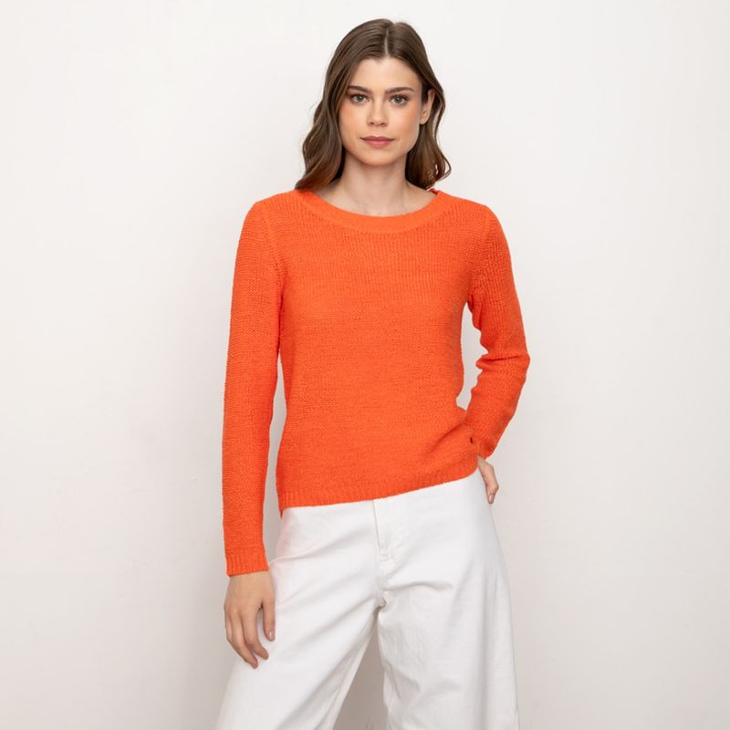 ONLY - Sweater Liso Punto Cuello Redondo Mujer Only
