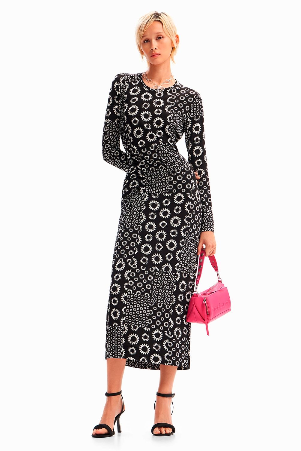 DESIGUAL - Vestido Midi Slim Patch Mujer Desigual