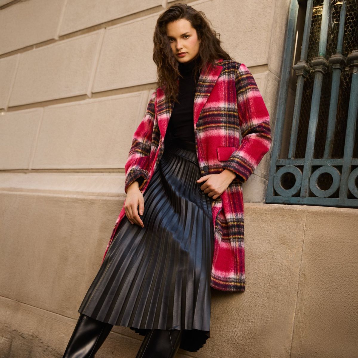 DESIGUAL - Abrigo Lana Cuadros Mujer Desigual