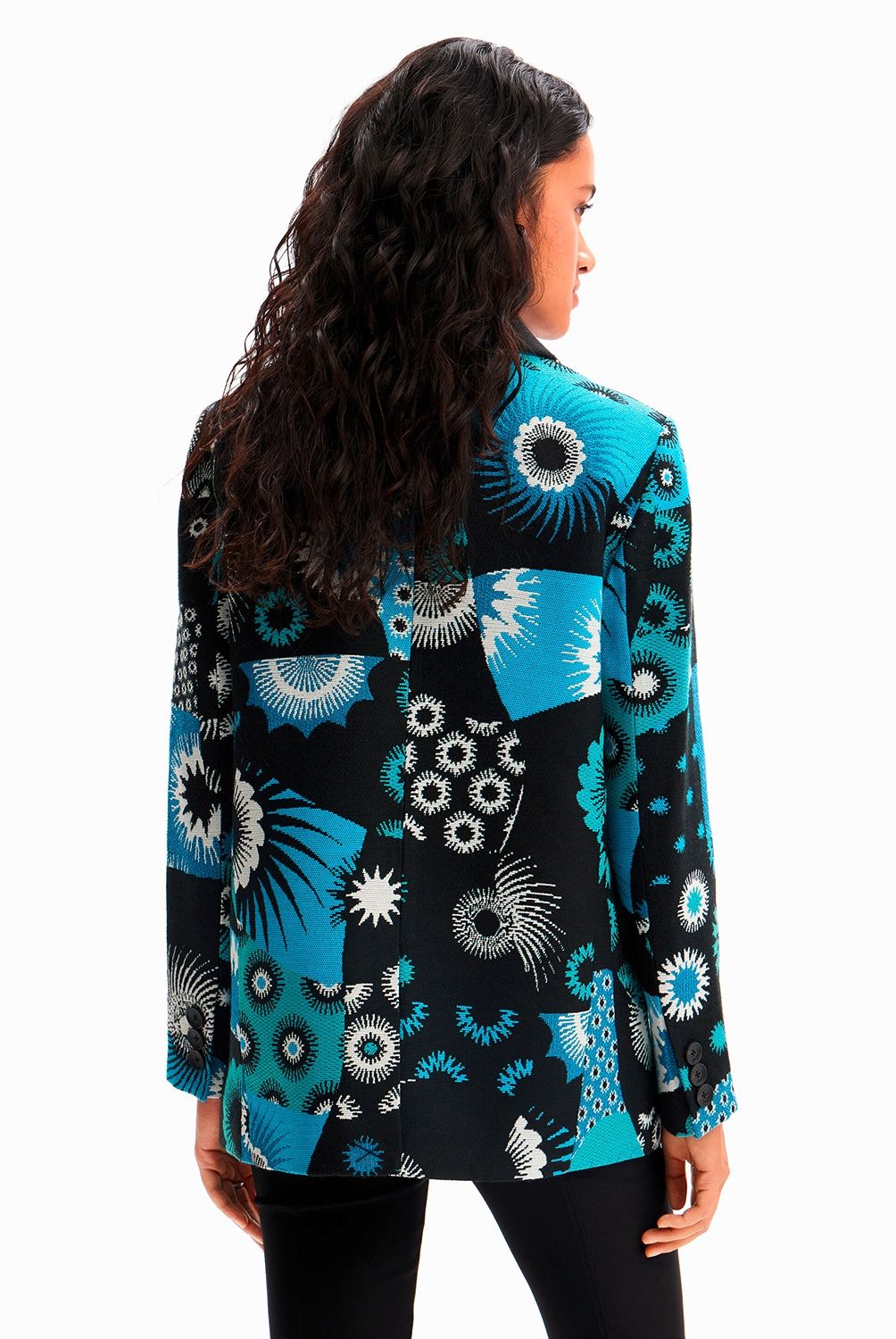 DESIGUAL - Blazer Jacquard Patch Mujer Desigual