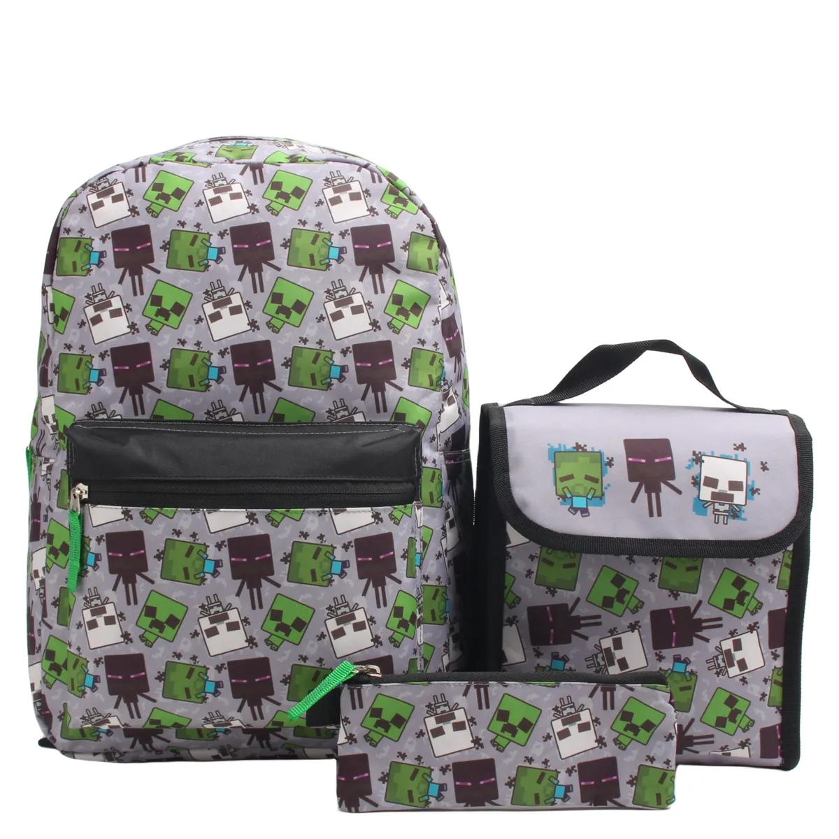 MINECRAFT - Set 3 Piezas Mochila + Lonchera + Estuche Minecraft