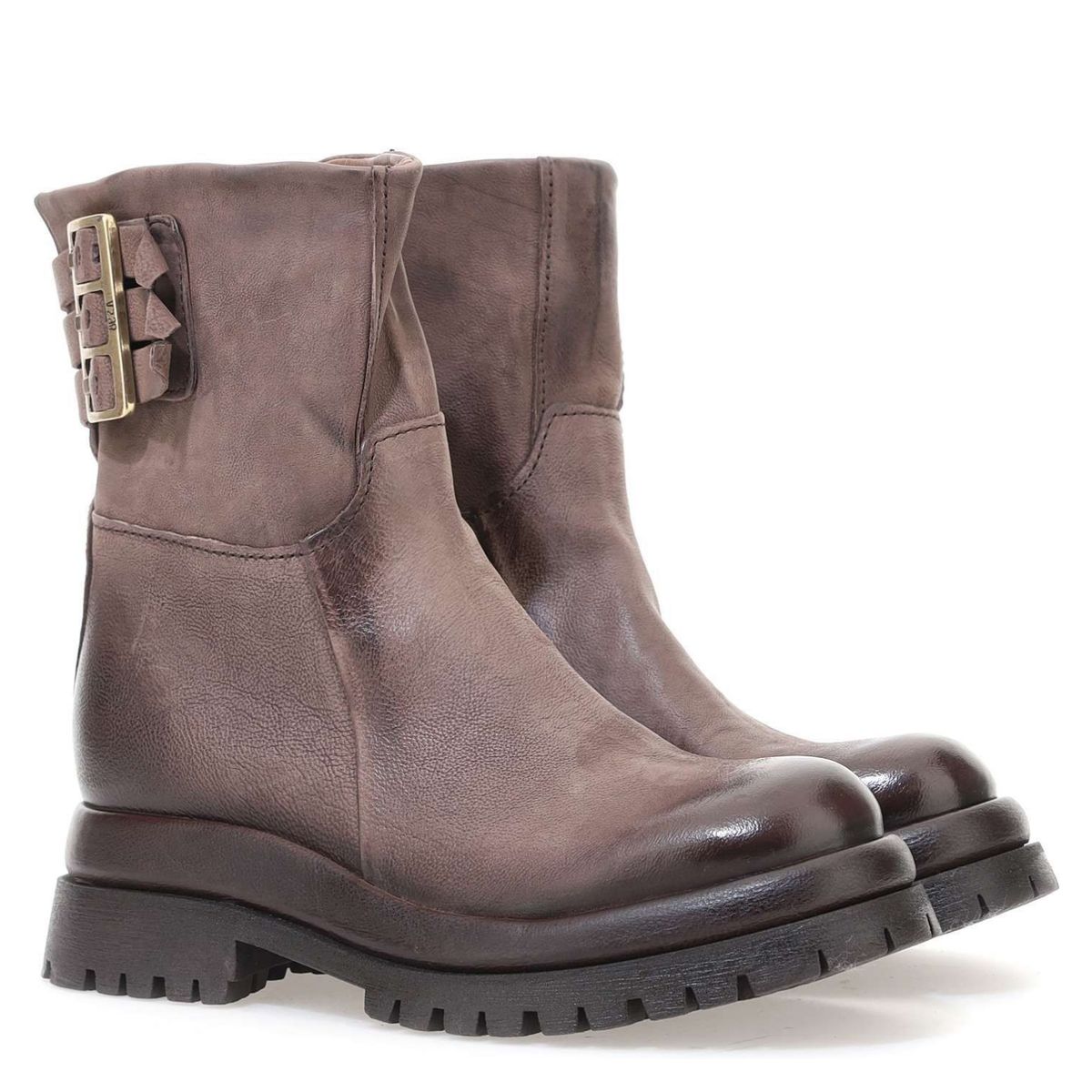 AS 98 - Botín Biker Mujer Cuero Café As 98