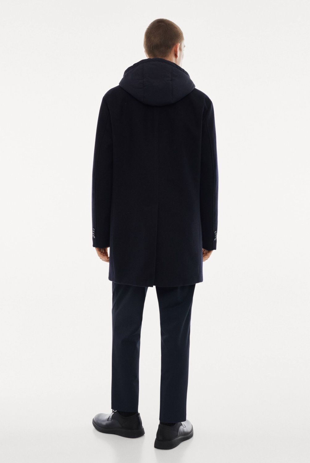 MANGO MAN - Abrigo Lana Capucha Desmontable Hombre Mango Man