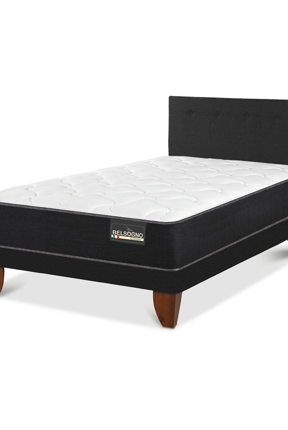 BELSOGNO - Cama Europea Belsogno Plus Black 1.5 Plazas Respaldo Black