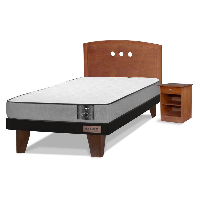 FLEX - Cama Europea Star 1.5 Plaza (105X190 Cm) + Set Juvenil Flex