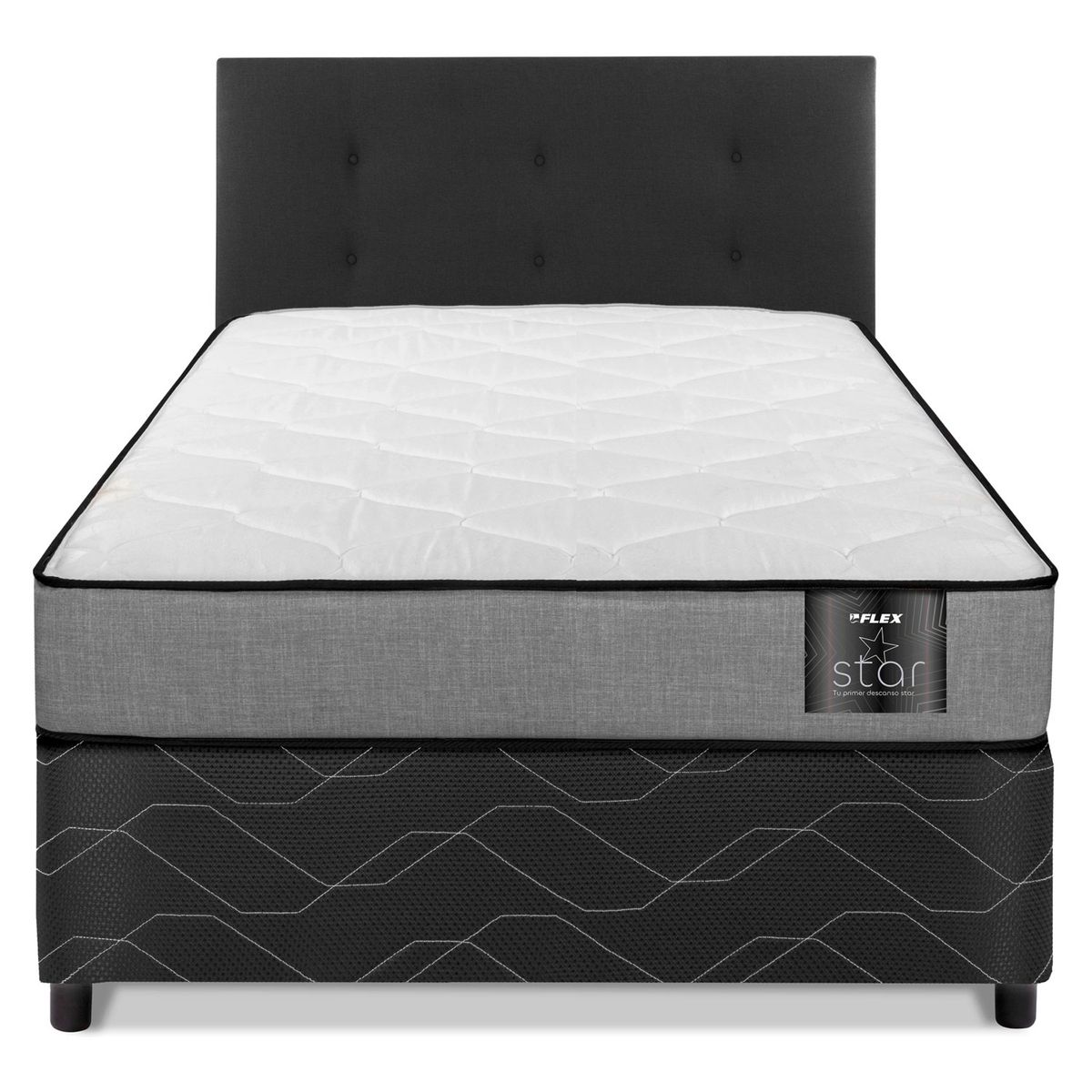 FLEX - Cama Americana Star 1 Plaza + Respaldo Flex