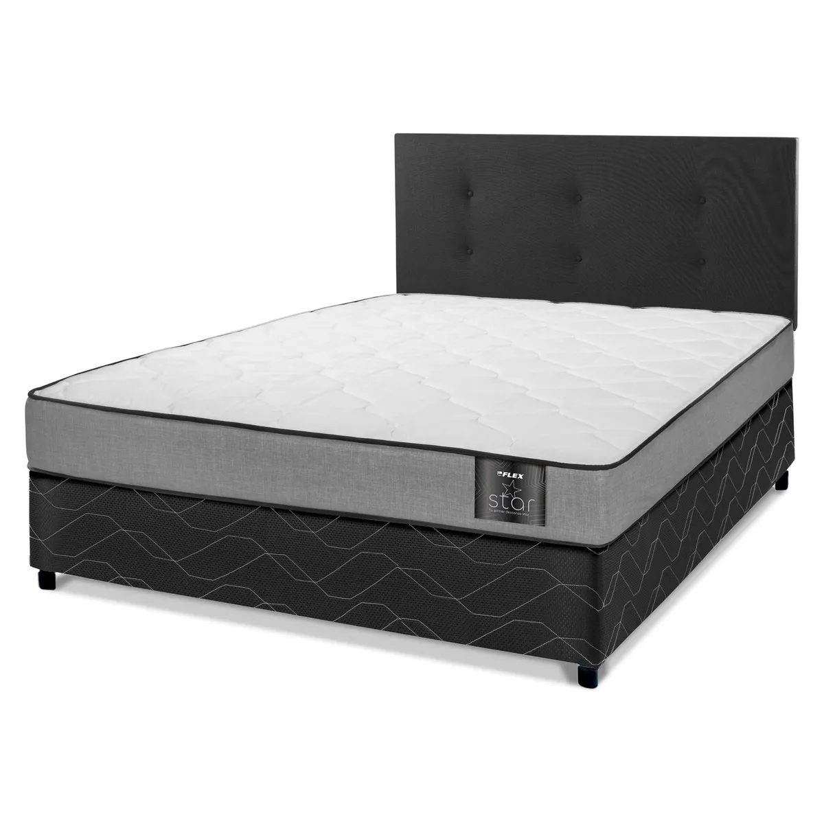 FLEX - Cama Americana Star 2 Plazas (150X190 Cm) + Respaldo Royal Flex