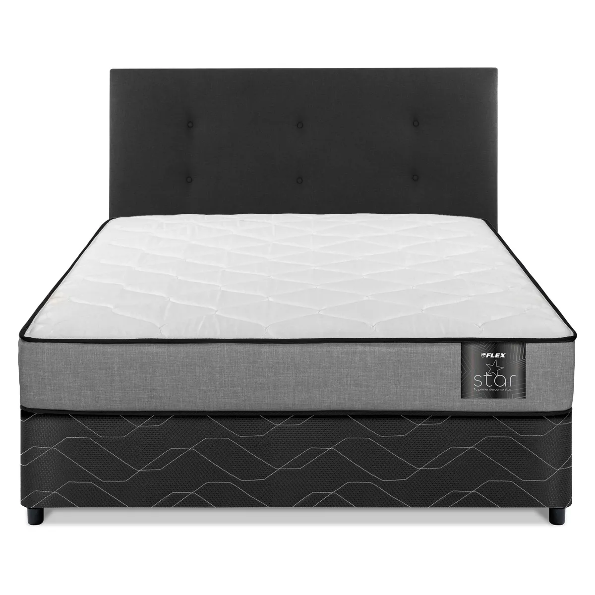 FLEX - Cama Americana Star 2 Plazas (150X190 Cm) + Respaldo Royal Flex