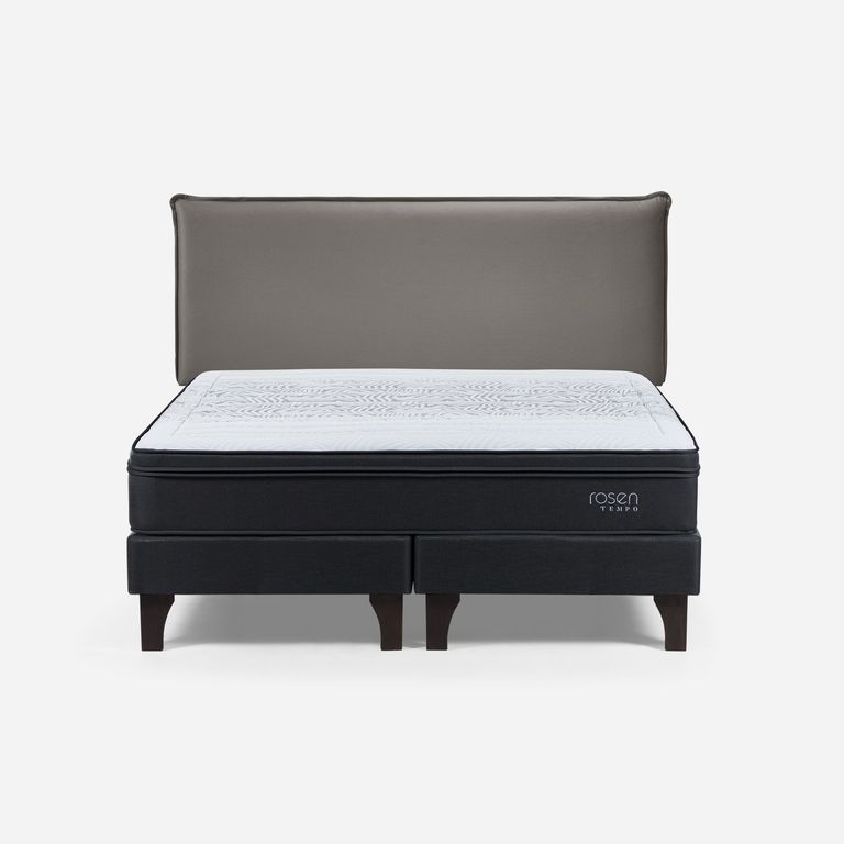 Cama Europea Tempo 2 Plazas x 2.00mt Base Dividida + Respaldo
