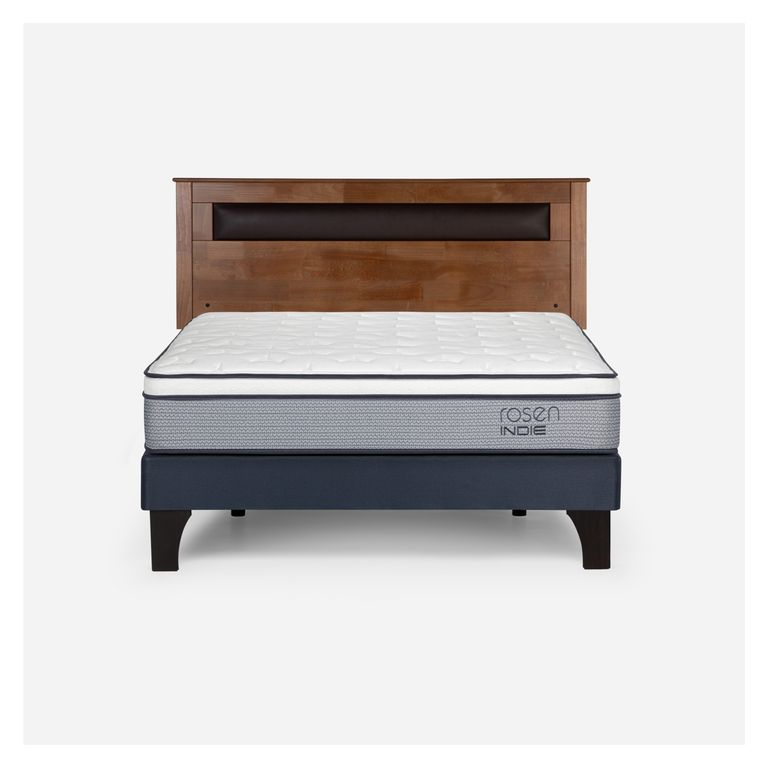 Cama Europea Indie 2 Plazas x 2.00 mt Base Normal + Respaldo Ferrara Taffy