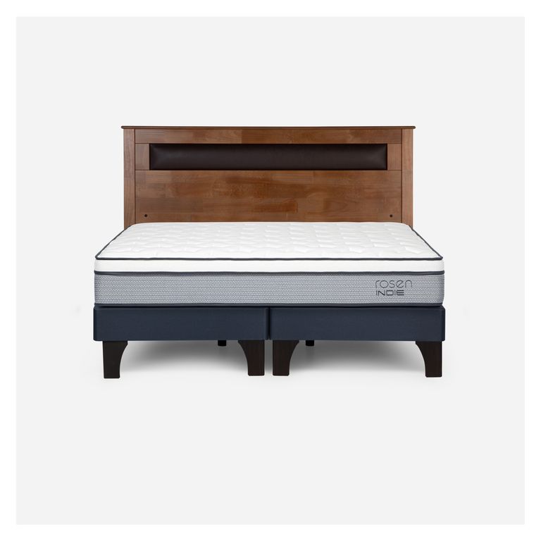 Cama Europea Indie 2 Plazas x 2.00 mt Base Dividida + Respaldo